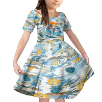 Hawaii Father's Day It's Surfing Time Family Matching Mermaid Dress and Hawaiian Shirt Aloha L Makuakane DT02 Daughter's Dress Blue - Polynesian Pride