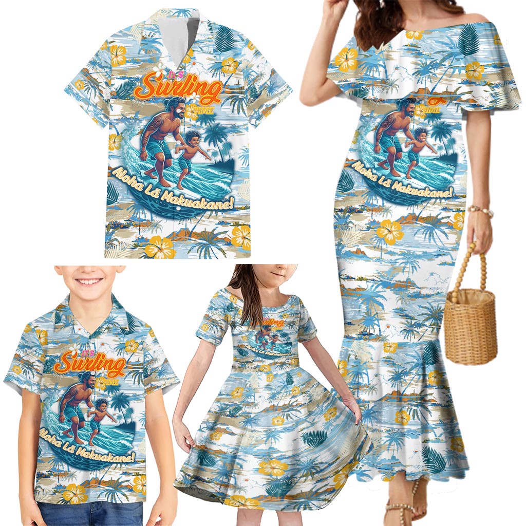 Hawaii Father's Day It's Surfing Time Family Matching Mermaid Dress and Hawaiian Shirt Aloha L Makuakane DT02 - Polynesian Pride