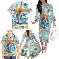 Hawaii Father's Day It's Surfing Time Family Matching Off The Shoulder Long Sleeve Dress and Hawaiian Shirt Aloha L Makuakane DT02 - Polynesian Pride