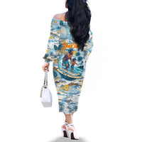 Hawaii Father's Day It's Surfing Time Family Matching Off The Shoulder Long Sleeve Dress and Hawaiian Shirt Aloha L Makuakane DT02 - Polynesian Pride