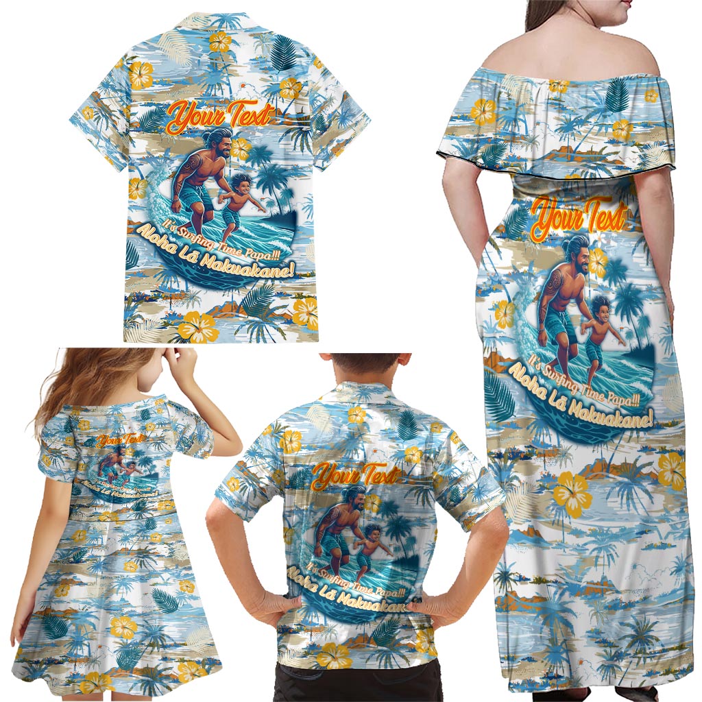 Hawaii Father's Day It's Surfing Time Family Matching Off Shoulder Maxi Dress and Hawaiian Shirt Aloha L Makuakane DT02 - Polynesian Pride