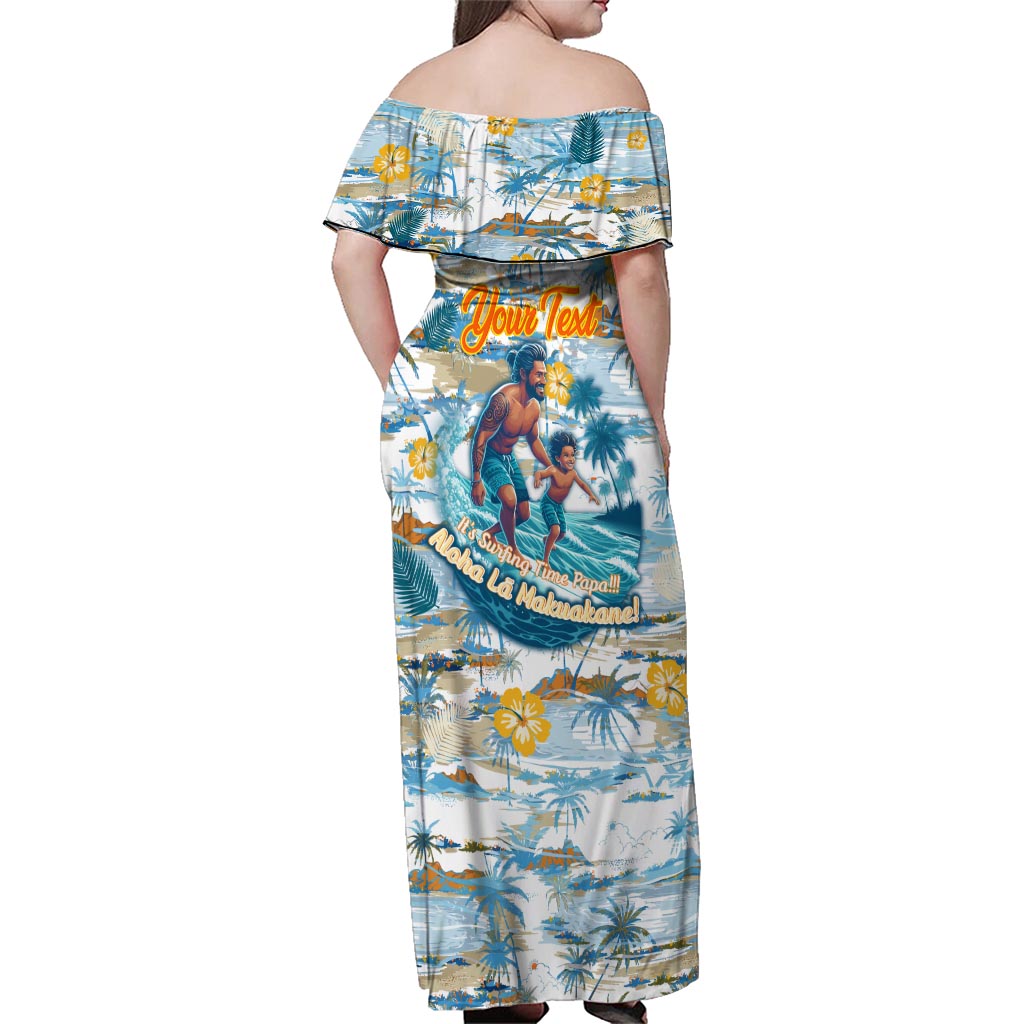 Hawaii Father's Day It's Surfing Time Family Matching Off Shoulder Maxi Dress and Hawaiian Shirt Aloha L Makuakane DT02 - Polynesian Pride