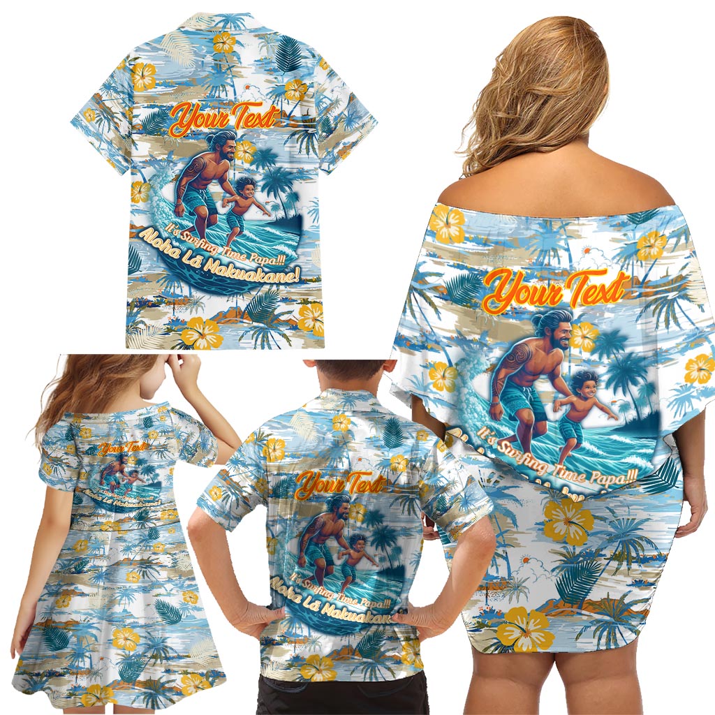 Hawaii Father's Day It's Surfing Time Family Matching Off Shoulder Short Dress and Hawaiian Shirt Aloha L Makuakane DT02 - Polynesian Pride