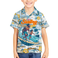 Hawaii Father's Day It's Surfing Time Family Matching Short Sleeve Bodycon Dress and Hawaiian Shirt Aloha L Makuakane DT02 Son's Shirt Blue - Polynesian Pride