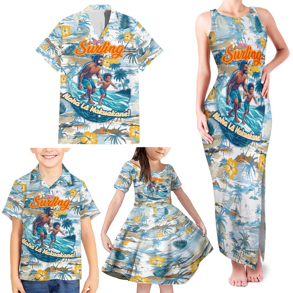 Hawaii Father's Day It's Surfing Time Family Matching Tank Maxi Dress and Hawaiian Shirt Aloha L Makuakane DT02 - Polynesian Pride