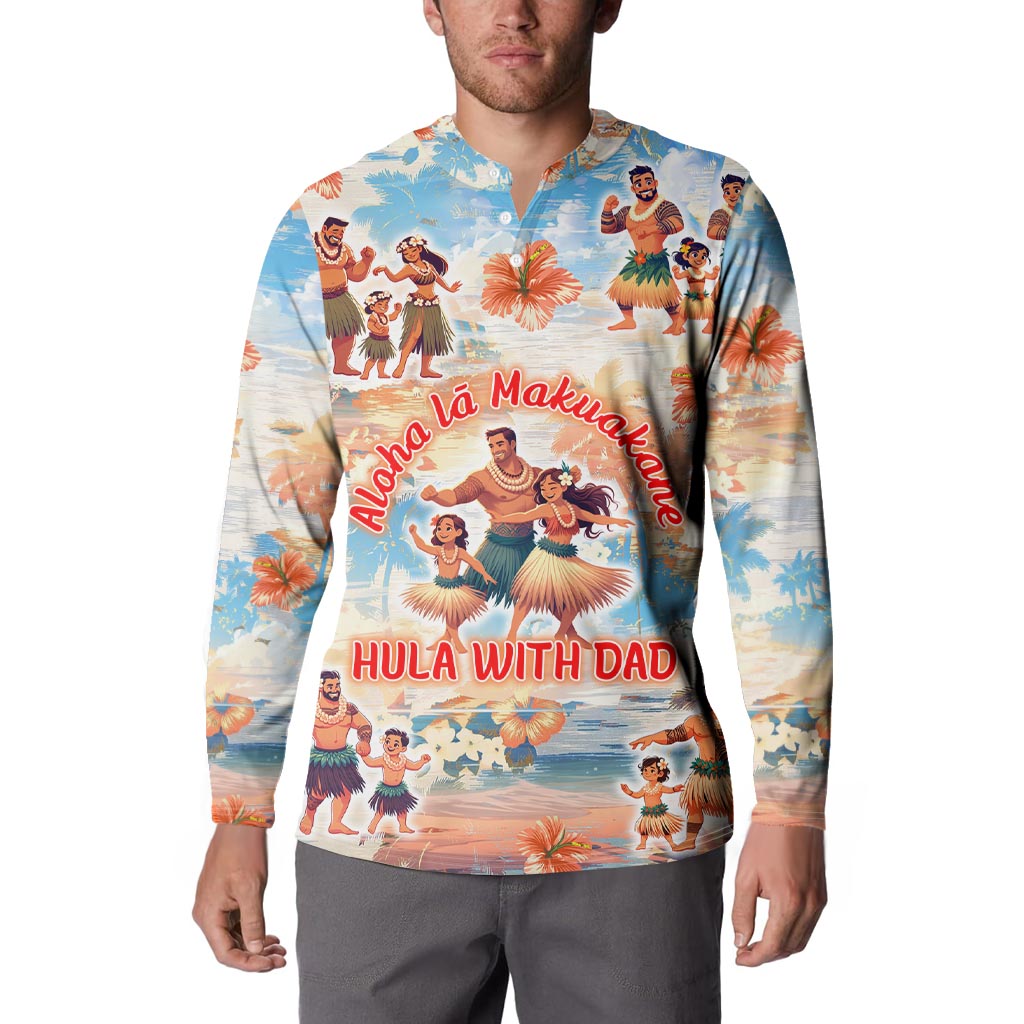 Hawaii Father's Day Button Sweatshirt Hula With Dad
