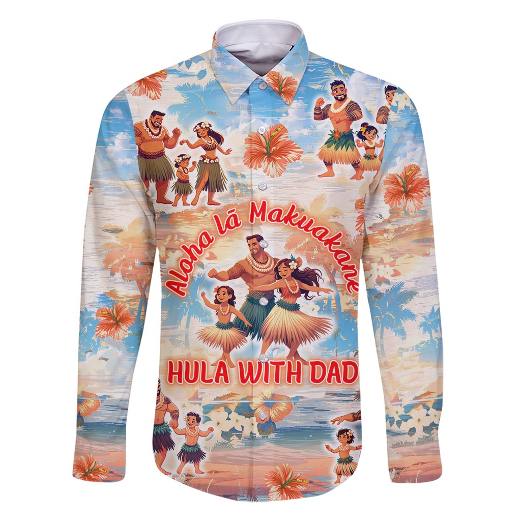 Hawaii Father's Day Family Matching Off Shoulder Maxi Dress and Hawaiian Shirt Hula With Dad