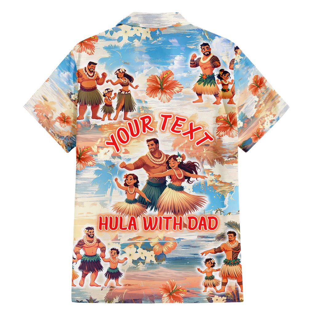 Hawaii Father's Day Family Matching Short Sleeve Bodycon Dress and Hawaiian Shirt Hula With Dad