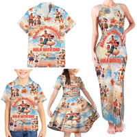 Hawaii Father's Day Family Matching Tank Maxi Dress and Hawaiian Shirt Hula With Dad