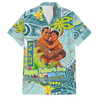 Palau Father's Day Polynesia Family Matching Off Shoulder Short Dress and Hawaiian Shirt Dad and Son