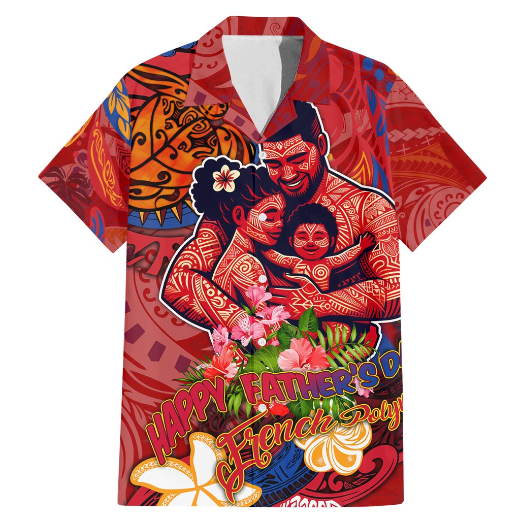 Happy Father's Day French Polynesia Family Matching Mermaid Dress and Hawaiian Shirt Family Turtle Hibiscus DT02 Dad's Shirt - Short Sleeve Red - Polynesian Pride