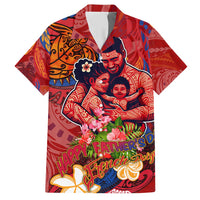 Happy Father's Day French Polynesia Family Matching Short Sleeve Bodycon Dress and Hawaiian Shirt Family Turtle Hibiscus DT02 Dad's Shirt - Short Sleeve Red - Polynesian Pride