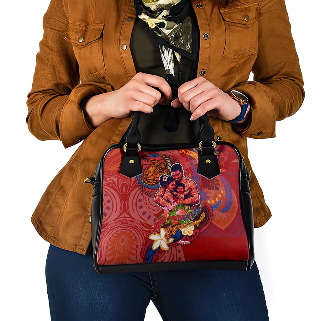 Happy Father's Day French Polynesia Shoulder Handbag Family Turtle Hibiscus