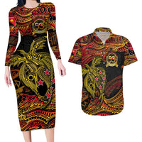 Papua New Guinea 50th Independence Day Couples Matching Long Sleeve Bodycon Dress and Hawaiian Shirt Culture Spirit and Sovereignty DT02 Art - Polynesian Pride