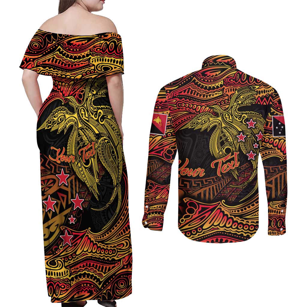 Papua New Guinea 50th Independence Day Couples Matching Off Shoulder Maxi Dress and Long Sleeve Button Shirt Culture Spirit and Sovereignty DT02 - Polynesian Pride