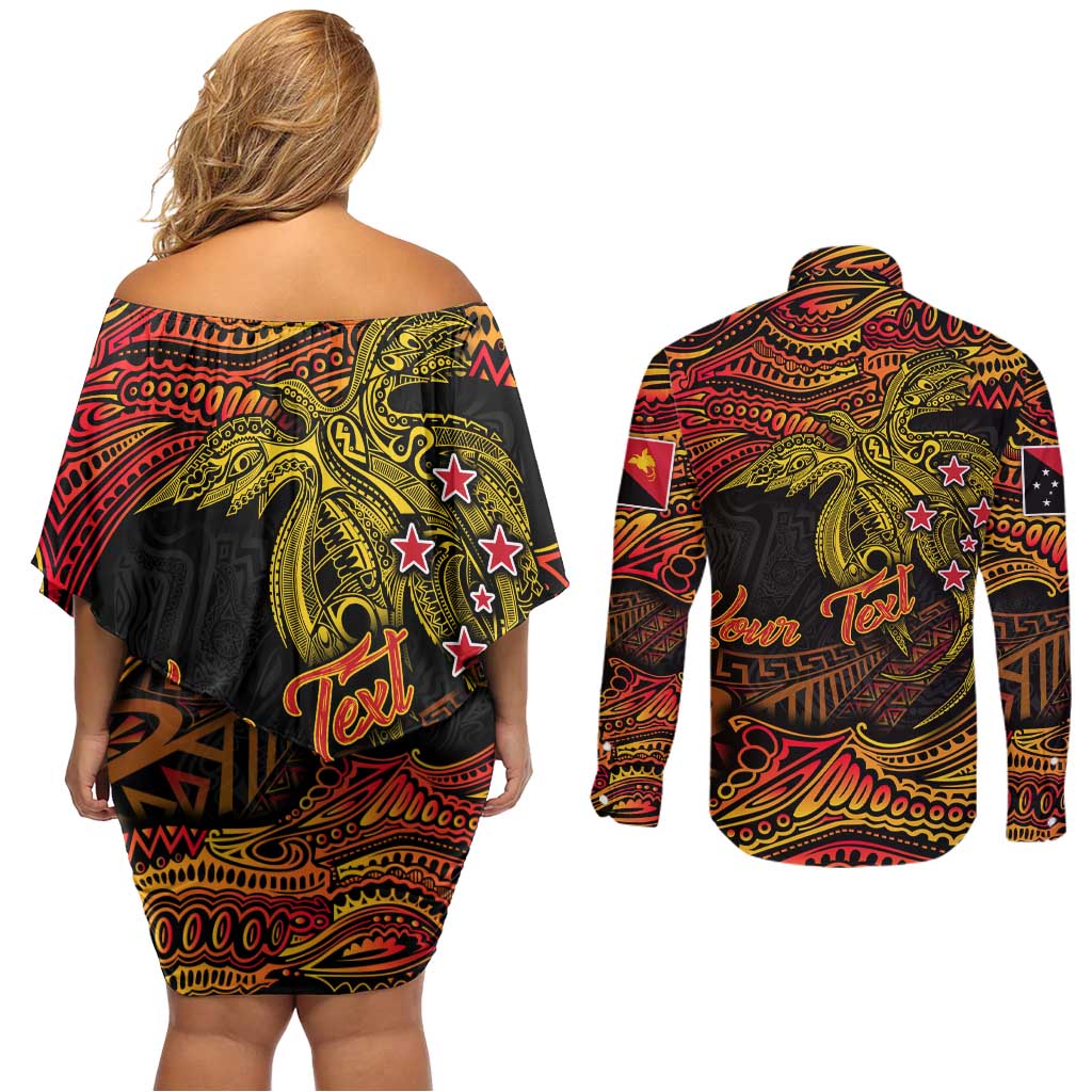 Papua New Guinea 50th Independence Day Couples Matching Off Shoulder Short Dress and Long Sleeve Button Shirt Culture Spirit and Sovereignty DT02 - Polynesian Pride