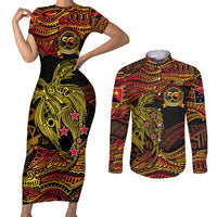 Papua New Guinea 50th Independence Day Couples Matching Short Sleeve Bodycon Dress and Long Sleeve Button Shirt Culture Spirit and Sovereignty DT02 Art - Polynesian Pride