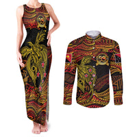 Papua New Guinea 50th Independence Day Couples Matching Tank Maxi Dress and Long Sleeve Button Shirt Culture Spirit and Sovereignty DT02 Art - Polynesian Pride