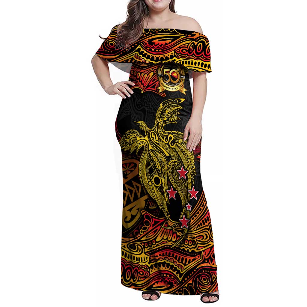 Papua New Guinea 50th Independence Day Family Matching Off Shoulder Maxi Dress and Hawaiian Shirt Culture Spirit and Sovereignty DT02 Mom's Dress Art - Polynesian Pride