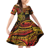 Papua New Guinea 50th Independence Day Family Matching Off Shoulder Short Dress and Hawaiian Shirt Culture Spirit and Sovereignty DT02 Daughter's Dress Art - Polynesian Pride