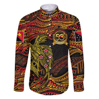 Papua New Guinea 50th Independence Day Family Matching Off Shoulder Short Dress and Hawaiian Shirt Culture Spirit and Sovereignty DT02 Dad's Shirt - Long Sleeve Art - Polynesian Pride