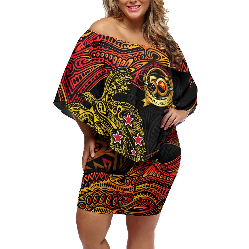 Papua New Guinea 50th Independence Day Family Matching Off Shoulder Short Dress and Hawaiian Shirt Culture Spirit and Sovereignty DT02 Mom's Dress Art - Polynesian Pride