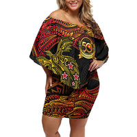 Papua New Guinea 50th Independence Day Family Matching Off Shoulder Short Dress and Hawaiian Shirt Culture Spirit and Sovereignty DT02 Mom's Dress Art - Polynesian Pride