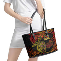 Papua New Guinea 50th Independence Day Leather Tote Bag Culture Spirit and Sovereignty