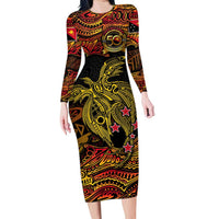 Papua New Guinea 50th Independence Day Long Sleeve Bodycon Dress Culture Spirit and Sovereignty DT02 Long Dress Art - Polynesian Pride