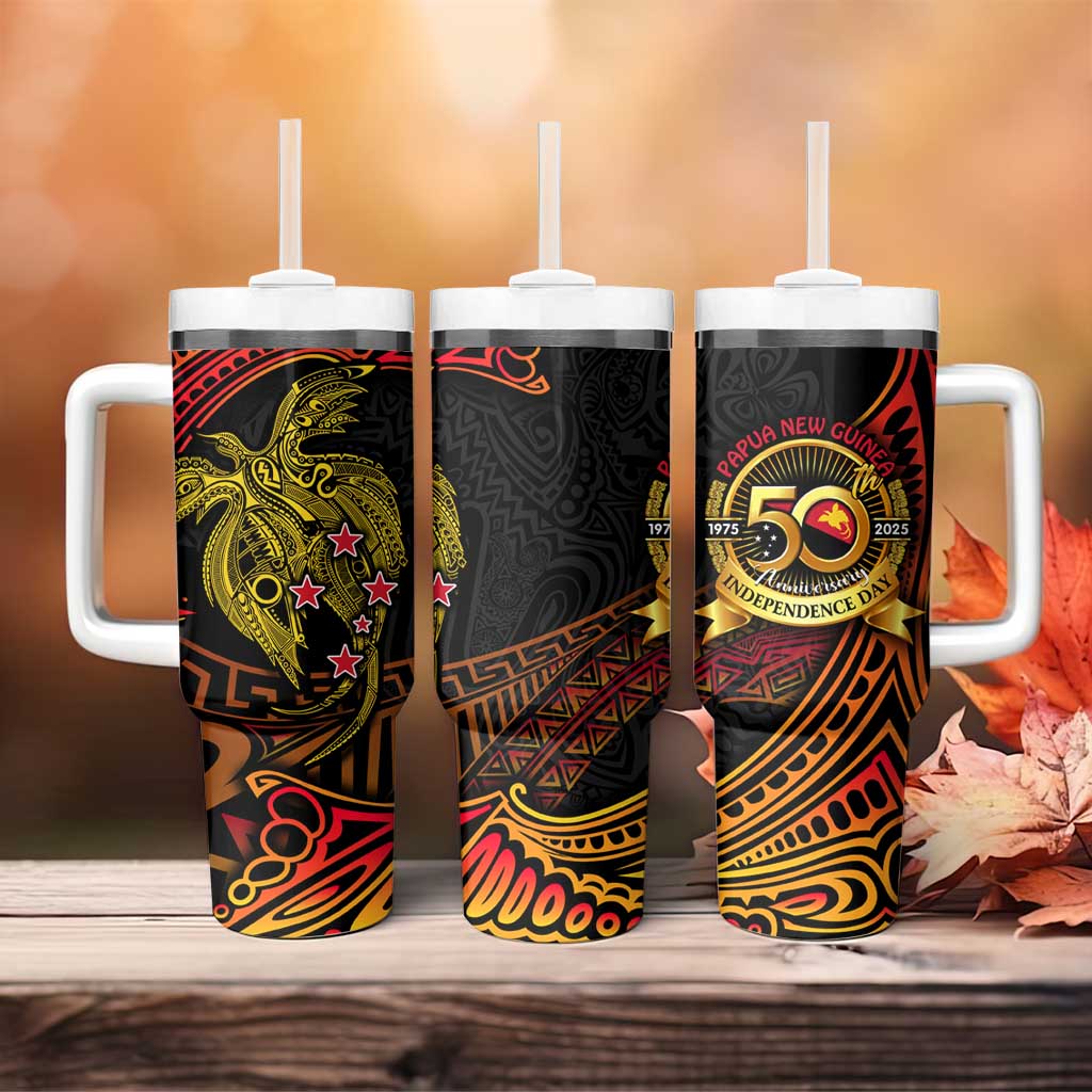 Papua New Guinea 50th Independence Day Tumbler With Handle Culture Spirit and Sovereignty