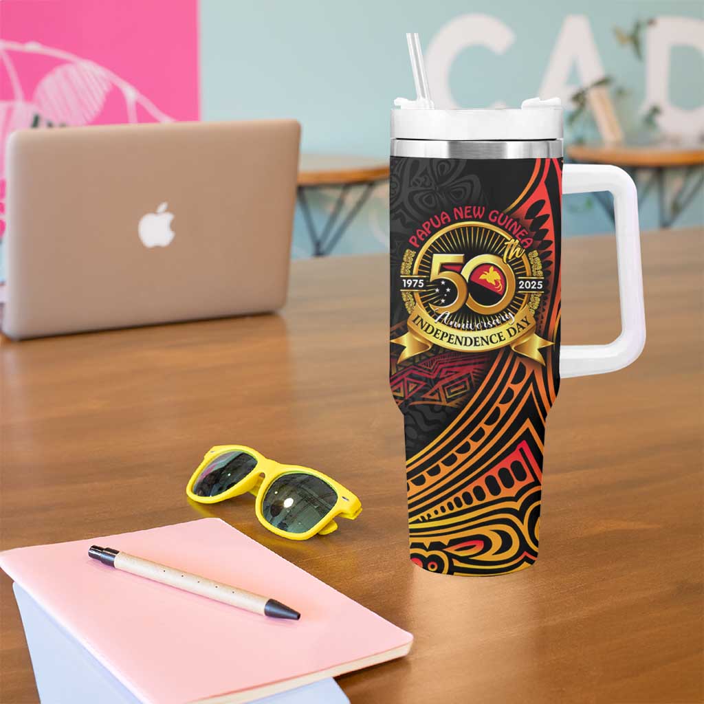 Papua New Guinea 50th Independence Day Tumbler With Handle Culture Spirit and Sovereignty