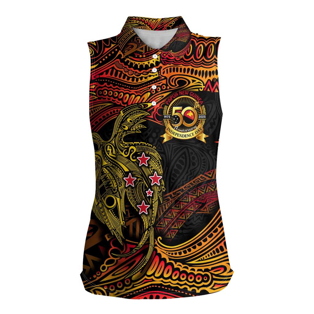 Papua New Guinea 50th Independence Day Women Sleeveless Polo Shirt Culture Spirit and Sovereignty DT02 Female Art - Polynesian Pride