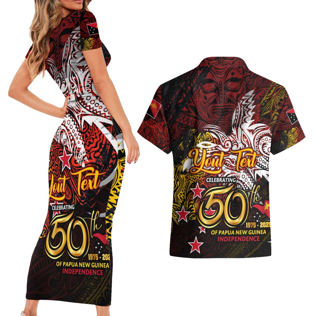 PNG 1975 - 2025 Couples Matching Short Sleeve Bodycon Dress and Hawaiian Shirt Papua New Guinea 50th Independence Anniversary DT02 - Polynesian Pride