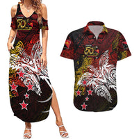 PNG 1975 - 2025 Couples Matching Summer Maxi Dress and Hawaiian Shirt Papua New Guinea 50th Independence Anniversary DT02 Art - Polynesian Pride