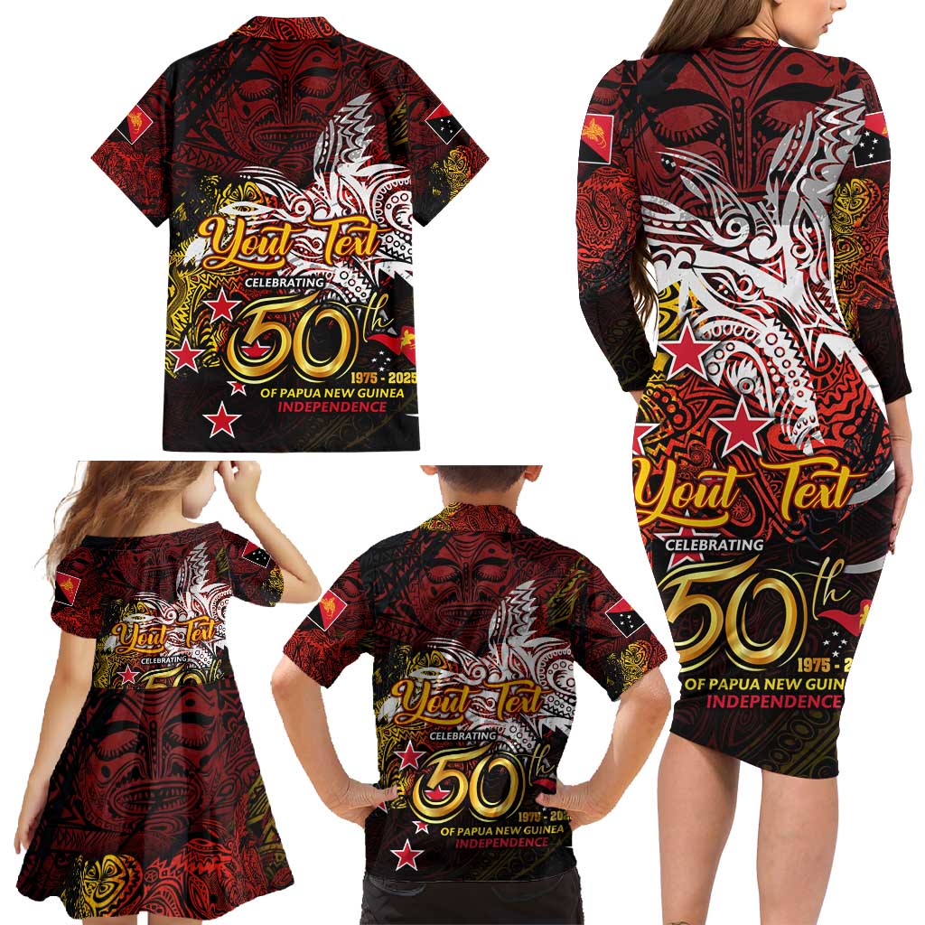 PNG 1975 - 2025 Family Matching Long Sleeve Bodycon Dress and Hawaiian Shirt Papua New Guinea 50th Independence Anniversary DT02 - Polynesian Pride