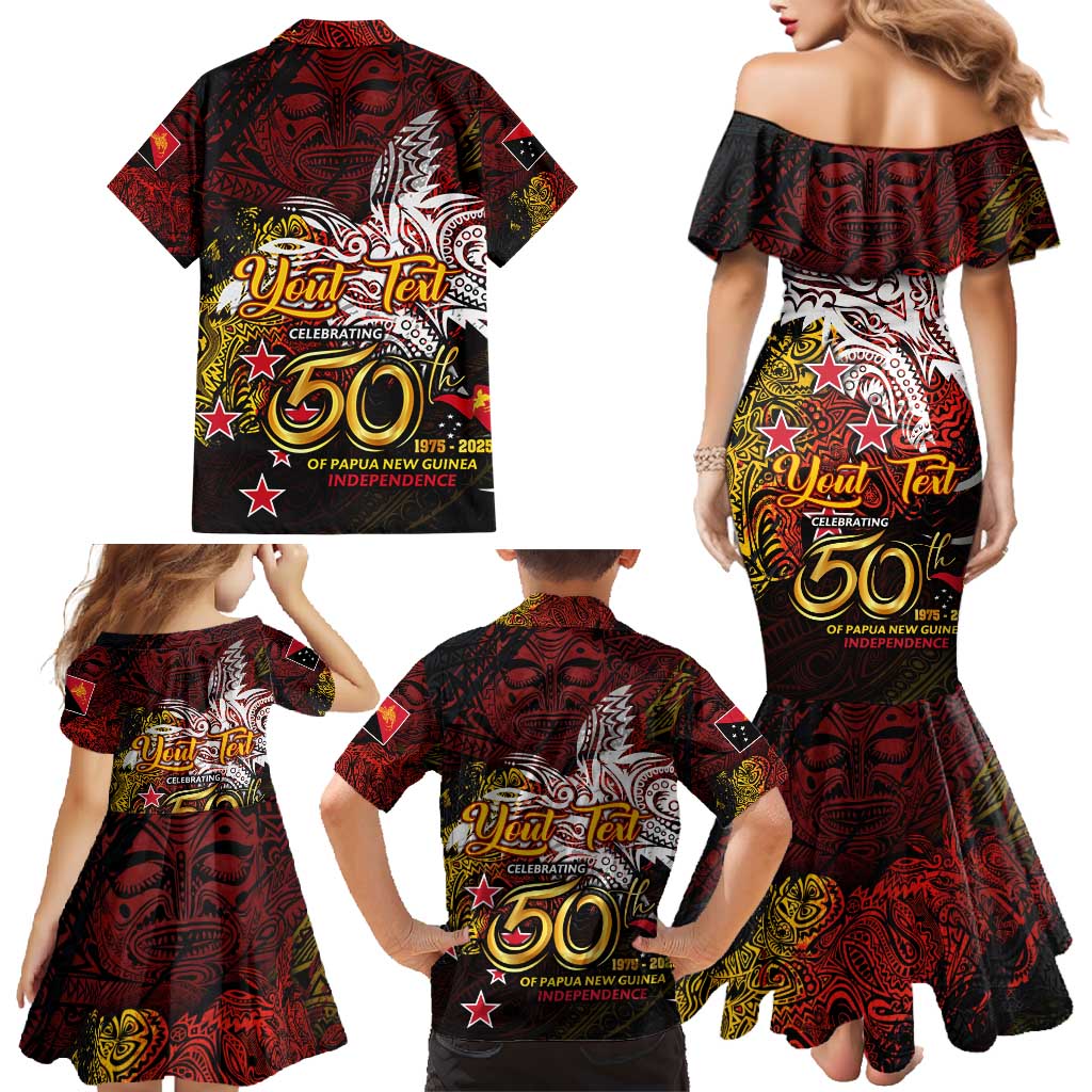 PNG 1975 - 2025 Family Matching Mermaid Dress and Hawaiian Shirt Papua New Guinea 50th Independence Anniversary DT02 - Polynesian Pride