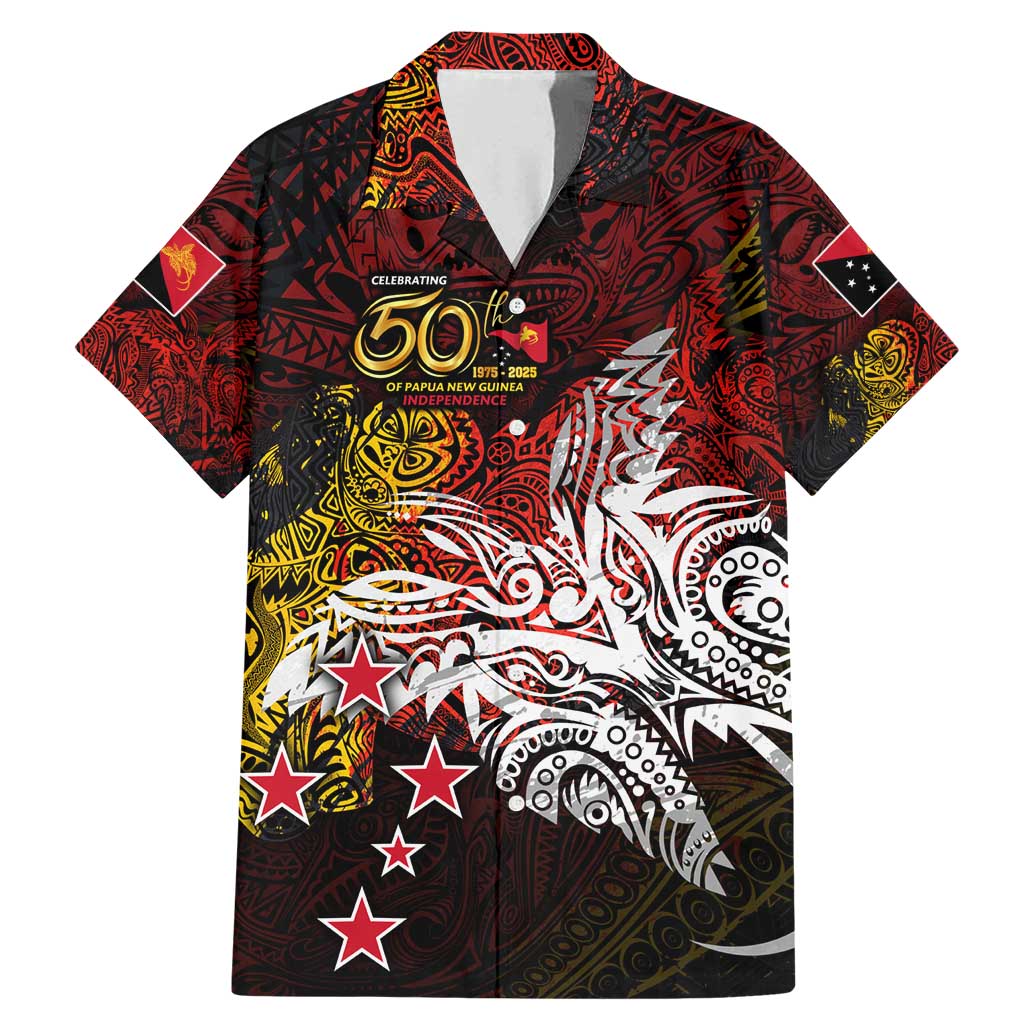 PNG 1975 - 2025 Family Matching Mermaid Dress and Hawaiian Shirt Papua New Guinea 50th Independence Anniversary DT02 Dad's Shirt - Short Sleeve Art - Polynesian Pride