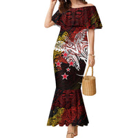 PNG 1975 - 2025 Family Matching Mermaid Dress and Hawaiian Shirt Papua New Guinea 50th Independence Anniversary DT02 Mom's Dress Art - Polynesian Pride