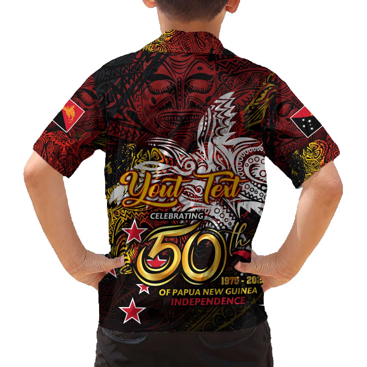 PNG 1975 - 2025 Family Matching Off The Shoulder Long Sleeve Dress and Hawaiian Shirt Papua New Guinea 50th Independence Anniversary DT02 - Polynesian Pride