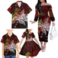 PNG 1975 - 2025 Family Matching Off The Shoulder Long Sleeve Dress and Hawaiian Shirt Papua New Guinea 50th Independence Anniversary DT02 - Polynesian Pride