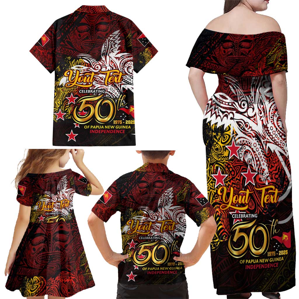 PNG 1975 - 2025 Family Matching Off Shoulder Maxi Dress and Hawaiian Shirt Papua New Guinea 50th Independence Anniversary DT02 - Polynesian Pride