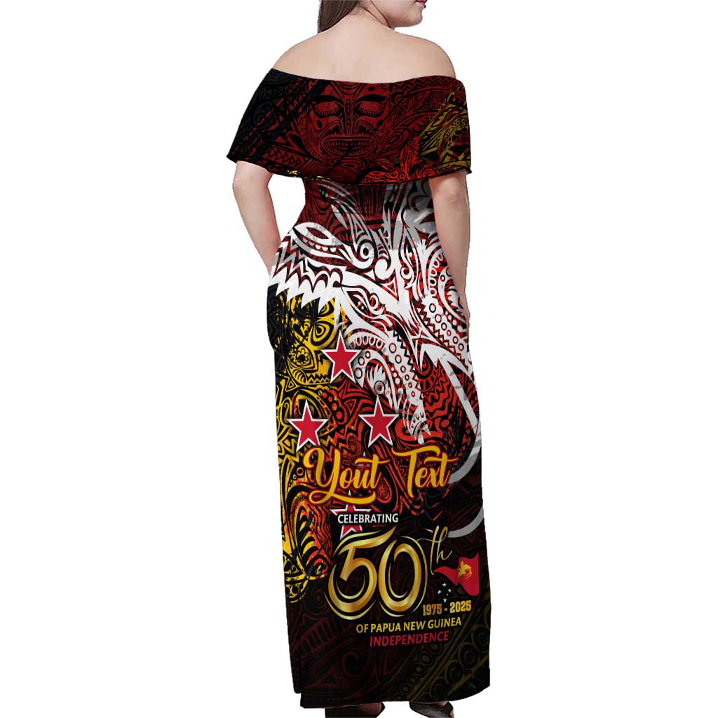 PNG 1975 - 2025 Family Matching Off Shoulder Maxi Dress and Hawaiian Shirt Papua New Guinea 50th Independence Anniversary DT02 - Polynesian Pride