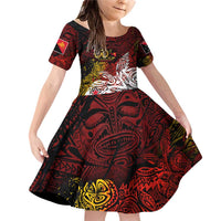 PNG 1975 - 2025 Family Matching Off Shoulder Short Dress and Hawaiian Shirt Papua New Guinea 50th Independence Anniversary DT02 Daughter's Dress Art - Polynesian Pride