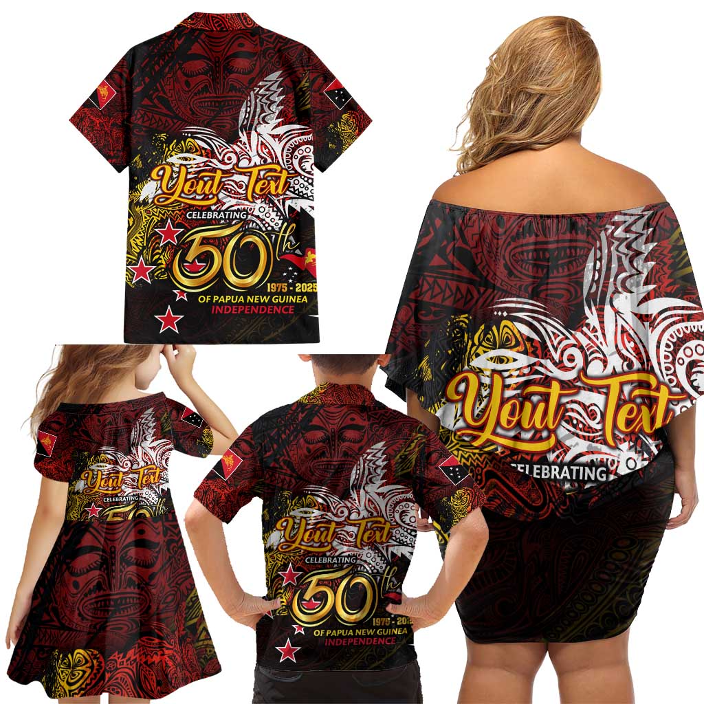 PNG 1975 - 2025 Family Matching Off Shoulder Short Dress and Hawaiian Shirt Papua New Guinea 50th Independence Anniversary DT02 - Polynesian Pride