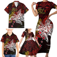 PNG 1975 - 2025 Family Matching Short Sleeve Bodycon Dress and Hawaiian Shirt Papua New Guinea 50th Independence Anniversary DT02 - Polynesian Pride