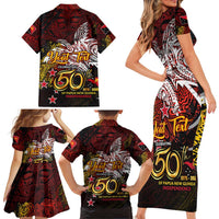 PNG 1975 - 2025 Family Matching Short Sleeve Bodycon Dress and Hawaiian Shirt Papua New Guinea 50th Independence Anniversary DT02 - Polynesian Pride
