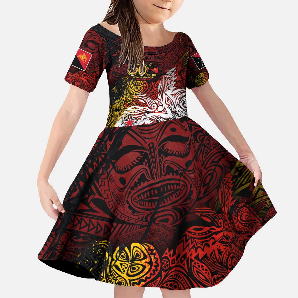 PNG 1975 - 2025 Family Matching Summer Maxi Dress and Hawaiian Shirt Papua New Guinea 50th Independence Anniversary DT02 Daughter's Dress Art - Polynesian Pride
