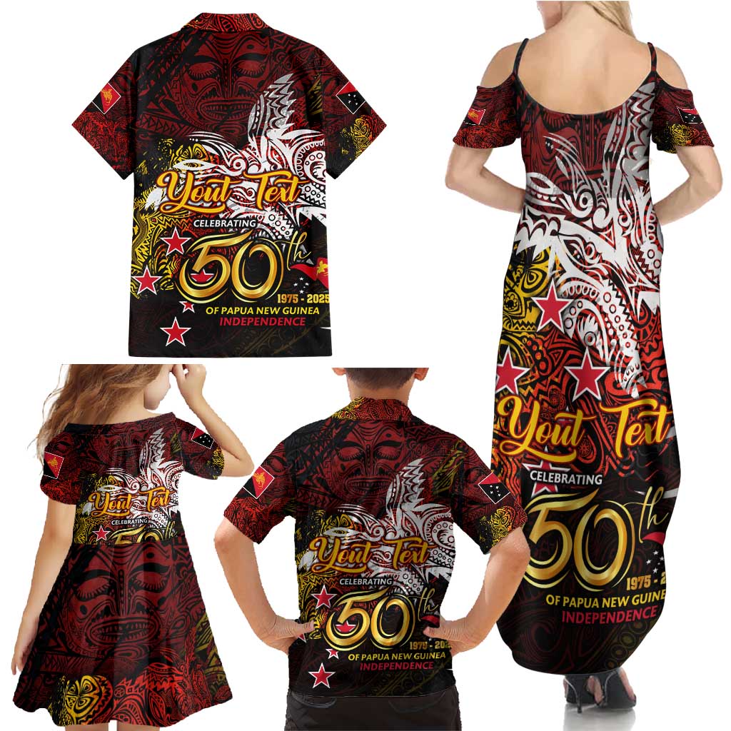 PNG 1975 - 2025 Family Matching Summer Maxi Dress and Hawaiian Shirt Papua New Guinea 50th Independence Anniversary DT02 - Polynesian Pride