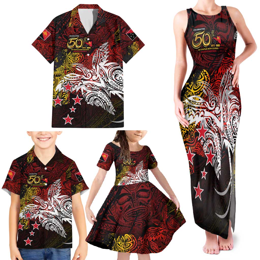 PNG 1975 - 2025 Family Matching Tank Maxi Dress and Hawaiian Shirt Papua New Guinea 50th Independence Anniversary DT02 - Polynesian Pride