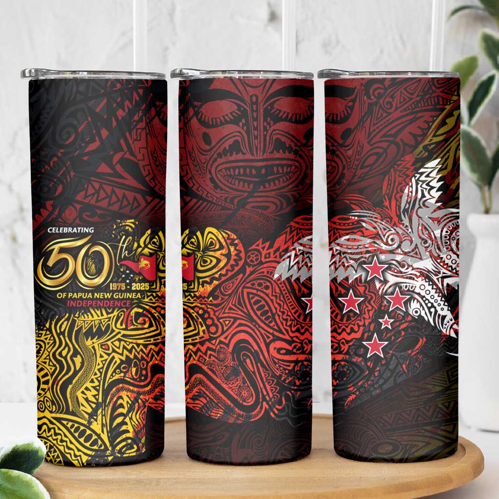PNG 1975 - 2025 Skinny Tumbler Papua New Guinea 50th Independence Anniversary DT02 - Polynesian Pride